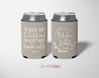 Wedding Can Coolers Personalized – Custom Drink Sleeves – Bulk Guest Favors – Beverage Insulators