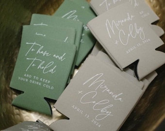 Wedding Can Coolers Personalized – Custom Drink Sleeves – Bulk Guest Favors – Beverage Insulators