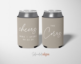 Wedding Can Coolers Personalized – Custom Drink Sleeves – Bulk Guest Favors – Beverage Insulators