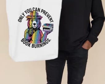 Only You Can Prevent Book Burnings PNG - Awareness, Funny Bear, DIGITAL ONLY, Read Banned Books, Resist, Book Lover Gift, Reading, Librarian