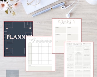 Daily Planner, Weekly Planner, Monthly Planner, Printable planner, Planner set, Planner Inserts, Instant Download, Letter