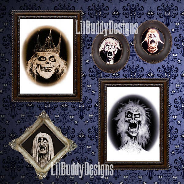 Eight (PRINTS only) Haunted Mansion Family Portraits from the Haunted Hallway (Complete Set of 8 with NO FRAMES) - Perfect for Disney Lover!