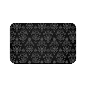 Small or Large Bath Mat Black Haunted Mansion Wallpaper  Microfiber Bathmat
