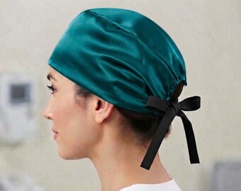 Silk Scrub Cap | Mulberry 22 Momme Silk Euro Scrub Hat | Elastic-Free Drawstring Tie | Unlined