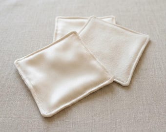 Silk Makeup Remover Pads | Pure 22 Momme Silk & Undyed Organic Flannel Facial Squares | Artisan Handcrafted Face Wipes, USA Made