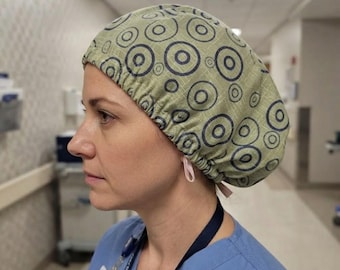 Cotton Scrub Cap, Adjustable Scrub Hat, Organic Undyed Cotton Sateen Lined Cap, Healthcare Hair Cover, Nursing Cap, Handmade