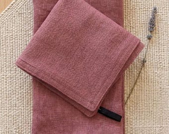 Linen Powder Room Set, Double Sided Organic Guest Towel and Washcloth, Premium 100% European Flax Skincare Gift Bundle