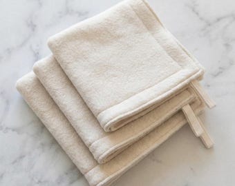 Organic Cotton Fleece Washcloth – Double Layer Facial Towel – Handcrafted Eco-Friendly Skincare – 10x10 Full Size