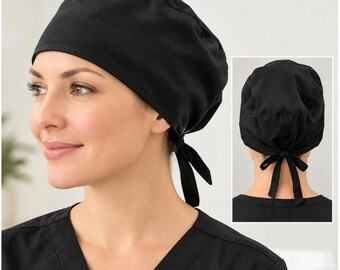 Organic Cotton Scrub Cap | Surgical Hat | Adjustable Tie Back | Medical Hair Cover | Nurse Cap | Long or Short Hair