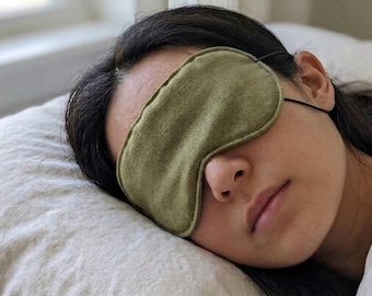 Linen Sleep Mask - Organic Enzyme Washed European Flax - Eye Cover with Soft Elastic Loops - OEKO-TEX Certified
