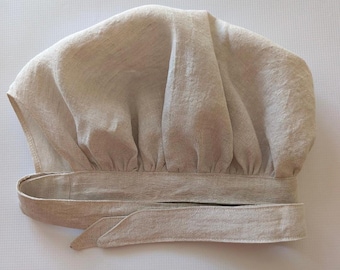 Organic European Linen Sleep Bonnet - Undyed, Elastic Free - Single Layer Flax Bonnet - Photo Prop Sale - Breathable Night Cap