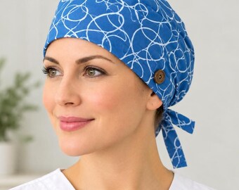 Cotton Scrub Cap | Surgical Hat | Elastic Back | Adjustable Tie-Back | Nurse Cap | USA Made