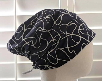 Cotton Bouffant Scrub Cap with Adjustable Toggle | Roomy Surgical Hat for Long Hair | OR Nurse Cap, Dental, Vet, Tech