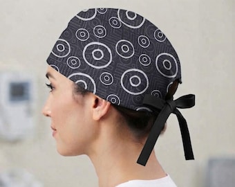 Organic Cotton Euro Scrub Cap, Surgical Scrub Hat for Women, Adjustable OR Nurse Cap, Breathable Dental & Vet Hair Covering