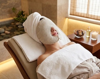 Organic Linen Facial Mask with Bamboo Cotton Core | Reusable Dry Sheet Mask for Hydrosols & Serums | Eco-Friendly Botanical Spa Therapy
