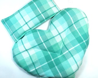 Anti-Anxiety Weighted Heart Pillow with Eye Pillow,  GOTS certifed Organic Cotton Flannel, Weighted Blanket, Menstrual Cramp Relief