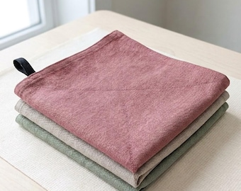 Organic Linen Face Cloths, Double Sided Turned Seam Washcloth, 10x10