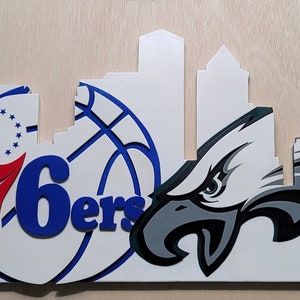 Philadelphia Sports Skyline Wood Sign