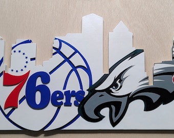Philadelphia Sports Skyline Wood Sign