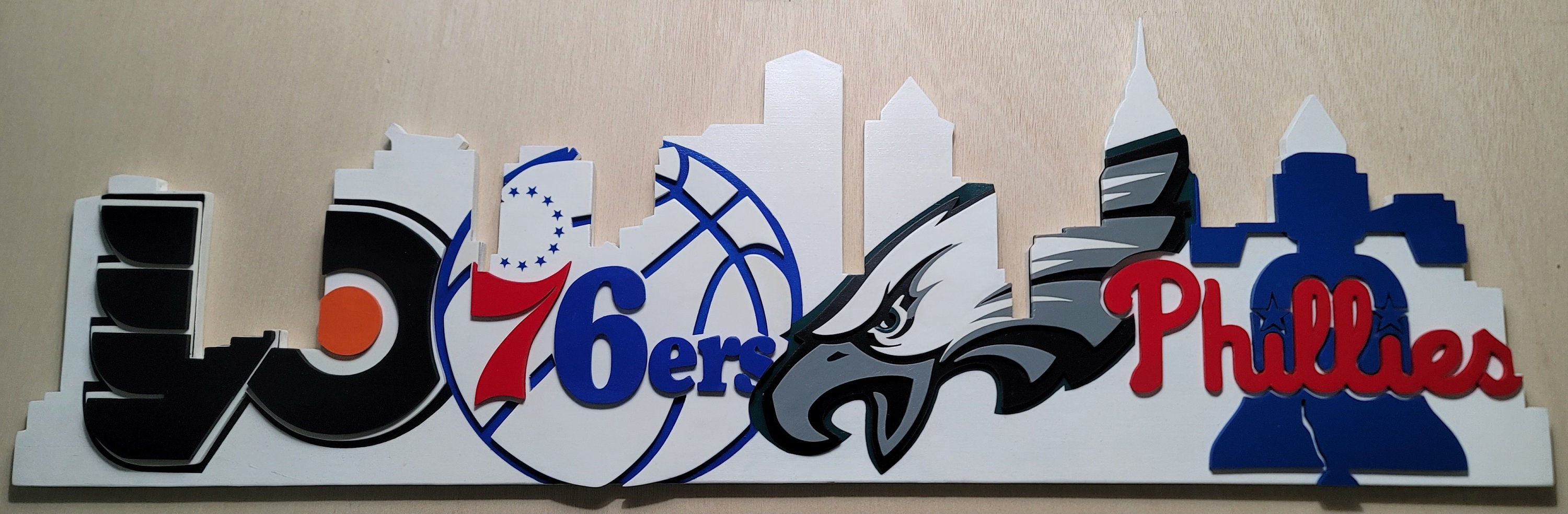 Philadelphia Sports Skyline Wood Sign - Etsy