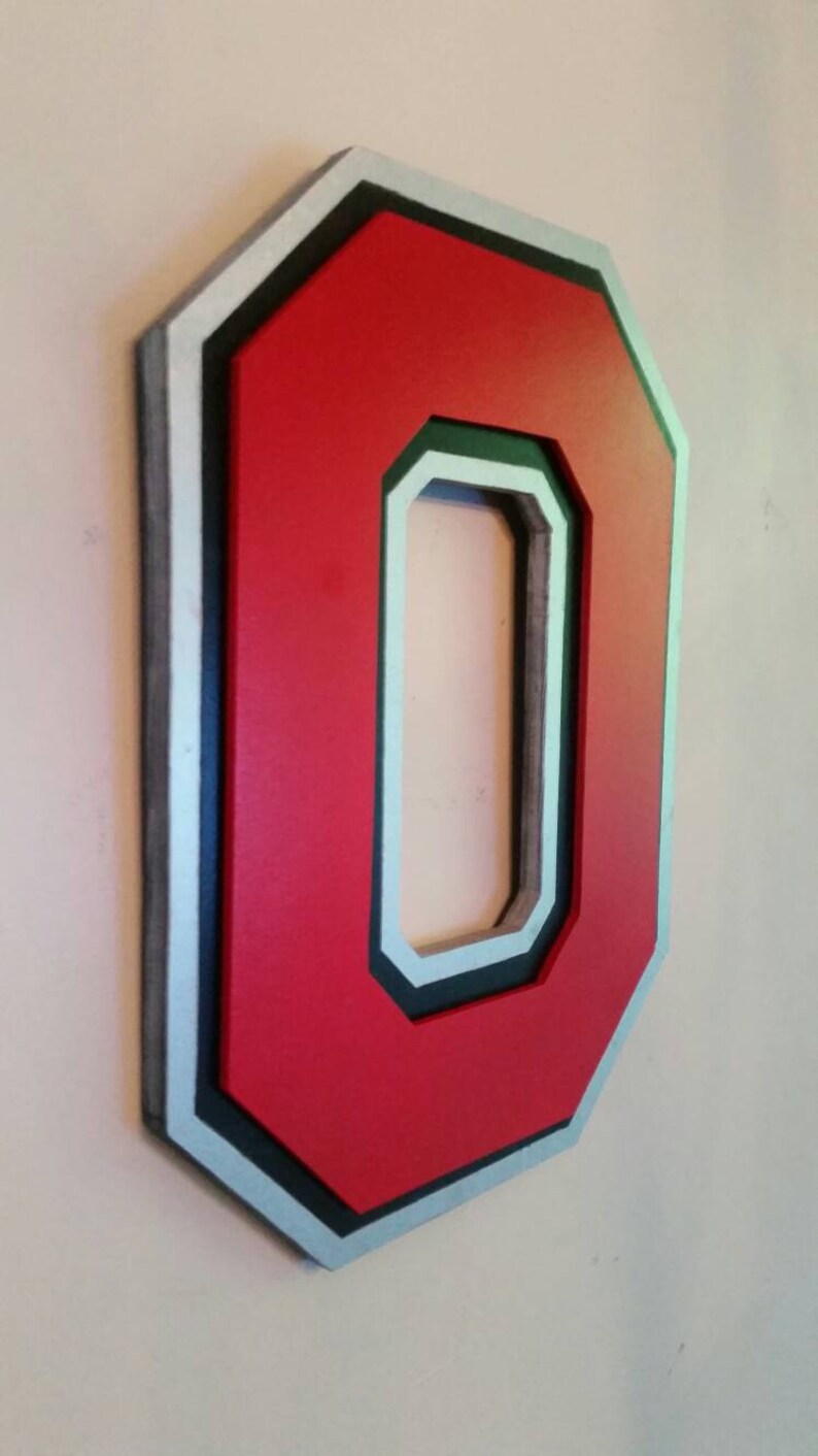 Ohio State Buckeyes handmade two dimensional block O wood sign Etsy