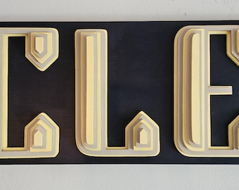 Cleveland GUARDIANS CLE Wood Sign