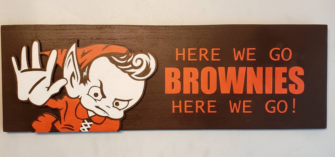 Cleveland Browns Here We Go Brownies Retro Browns Elf Wood Sign - Etsy