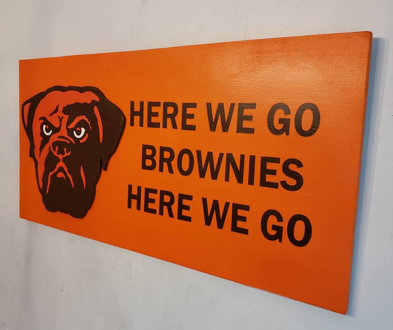 Cleveland Browns Here We Go Brownies Dawg Pound Wood Sign Etsy