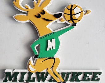 Milwaukee Bucks Retro Wood Sign