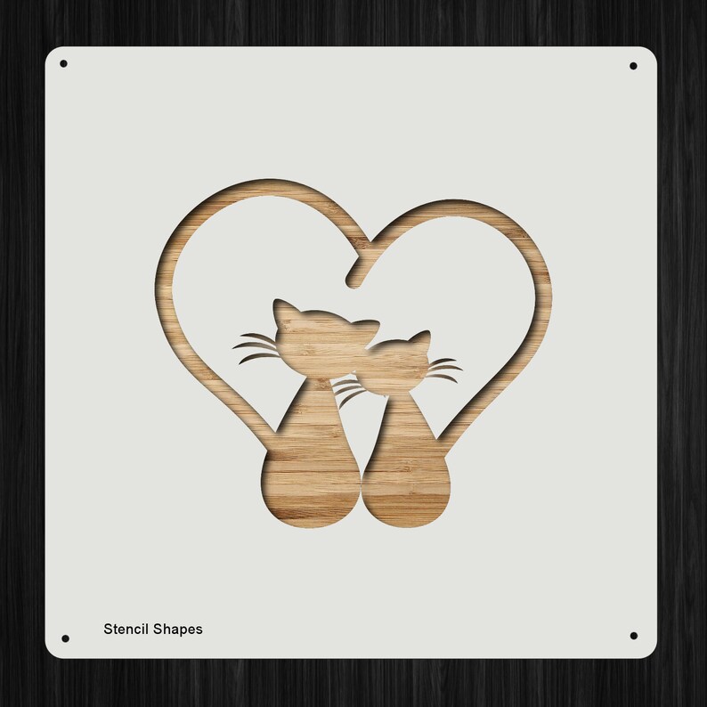 Cat Heart Love Romance Plastic Mylar Stencil for Painting Walls and Crafts Item 175826