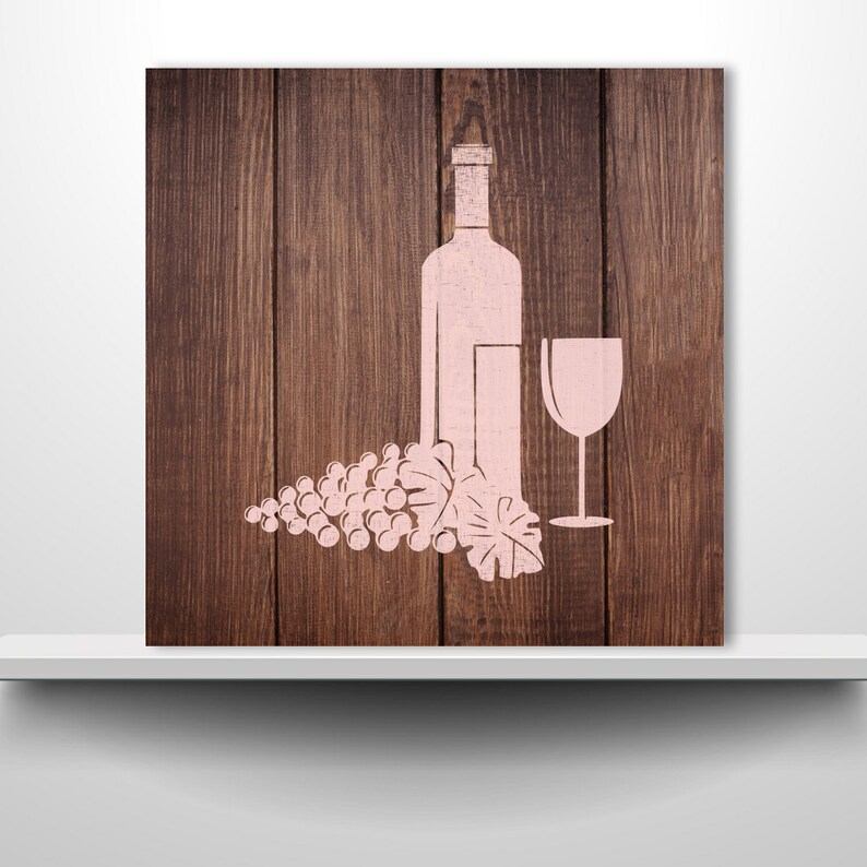 Wine Grapes Bottle Glass Stencil Plastic Mylar Stencil for Etsy
