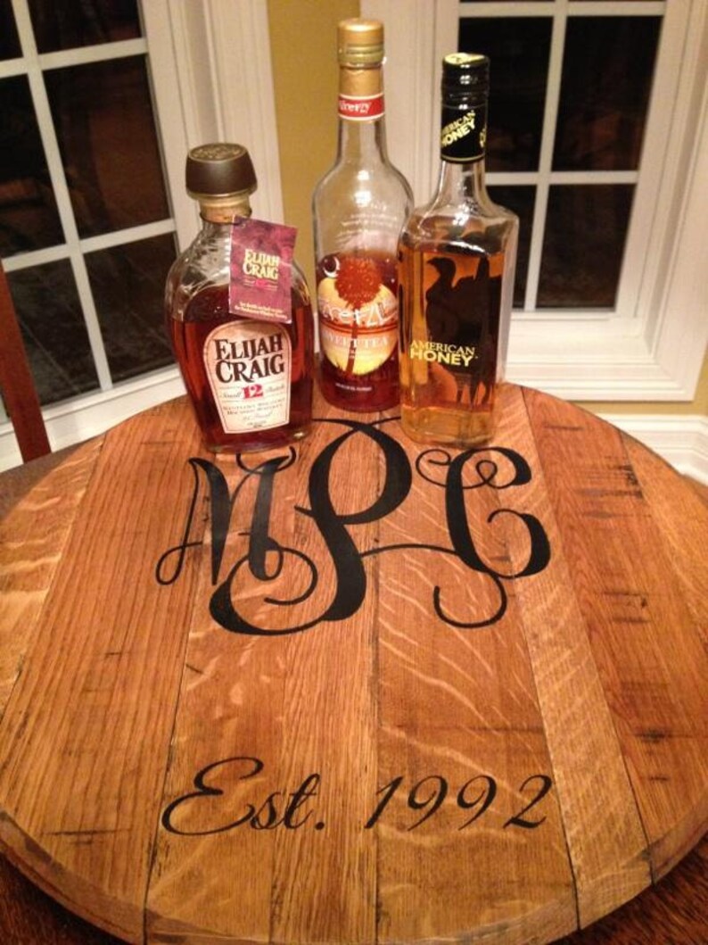Personalized bourbon barrel Lazy Susan Great Wedding Gift Etsy