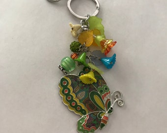 Paisley Print Butterfly Keychain, Purse Fob, Key Fob, Beaded Keychain Purse Decoration Decorative Key Holder Birthday Gift  Mothers Day Gift