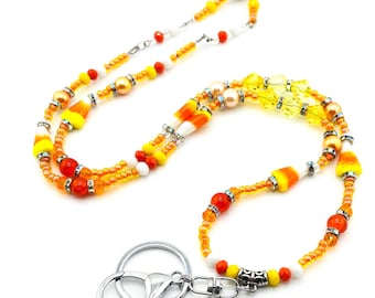Cordón con cuentas de caramelos de maíz, collar con insignia desmontable, enfermera, maestra