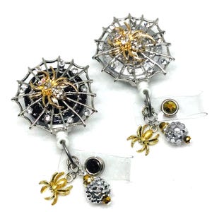 Sparkly Spider Webb; Retractable Badge Holder Nurse, Retractable Reel ID Badge Reel, Badge Buddy, ID Badge Clip, Badge Lanyard, Bling