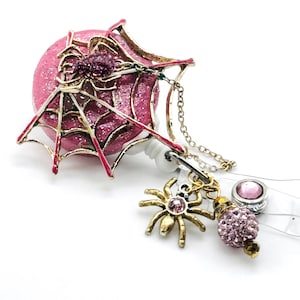 Sparkly Spider Webb; Retractable Badge Holder Nurse, Retractable Reel ID Badge Reel, Badge Buddy, ID Badge Clip, Badge Lanyard, Bling
