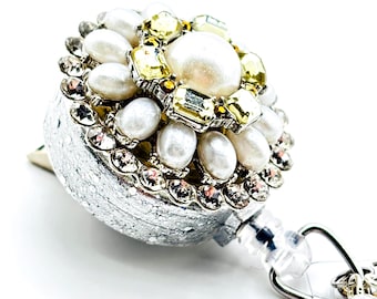 Perlen Strass einziehbare Badge Reel, Krankenschwester, Lehrer Bling ID-Halter
