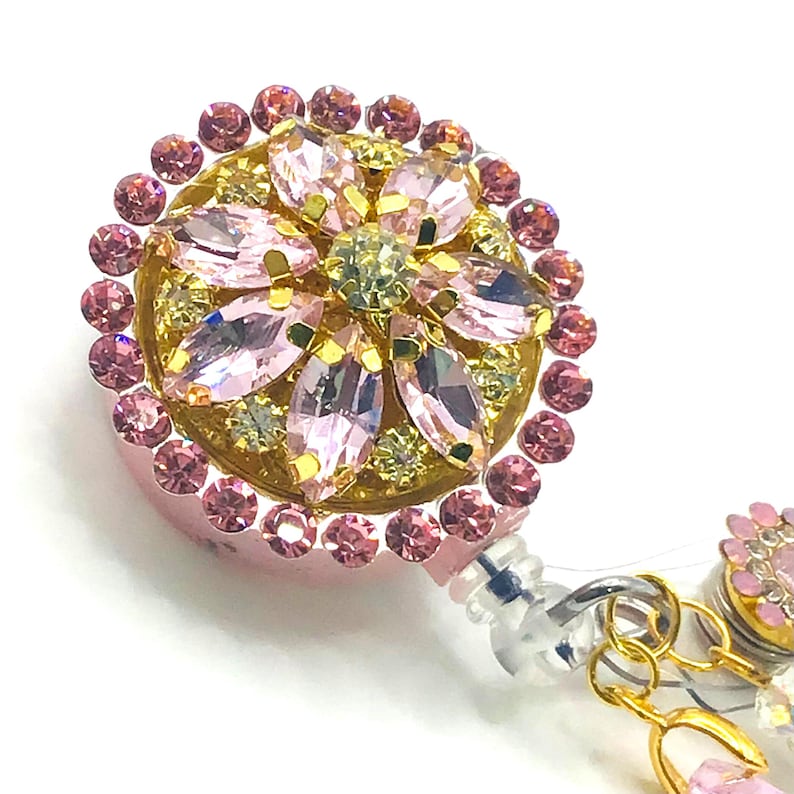 Pink Rhinestone Retractable Badge Reel, Bling ID Holder - Etsy