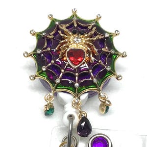 Halloween Spider Web; Retractable Badge Holder Nurse, Retractable Reel ID Badge Reel, Badge Buddy, ID Badge Clip, Badge Lanyard, Bling