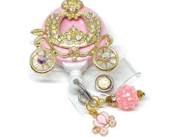 Oprolbare badgehaspel fantasiewagen, strass prinses bling