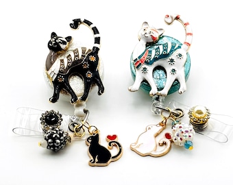 Kitty Cat einziehbarer Ausweishalter, Krankenschwester-Lehrer-ID-Clip, Bling-Ausweisrolle