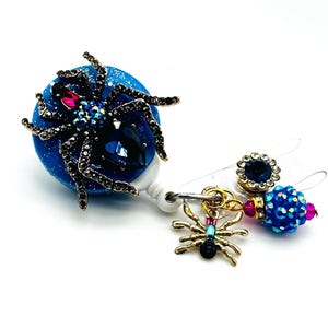 Sparkly Spider; Halloween Retractable Badge Holder Nurse, Retractable Reel ID Badge Reel, Teacher Badge, ID Badge Clip, Badge Lanyard, Bling