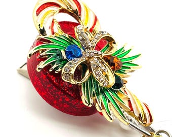 Candy Cane Rhinestone Holiday Retractable Badge Reel, Nurse, Teacher Bling ID Holder