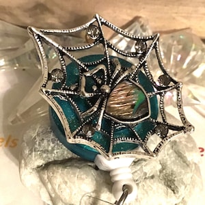 Spider with Web; Halloween Retractable Badge Holder Nurse Retractable Reel ID Badge Reel Badge ID Badge Clip Badge Lanyard Bling Badge Reel