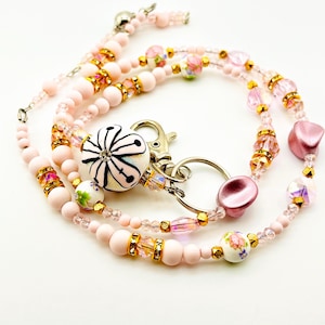 Floral Beaded Breakaway Lanyard, ID Lanyard, Badge Holder, Badge Necklace Lanyard, Nurse Lanyard, Teacher Badge Necklace, Beaded Necklace
