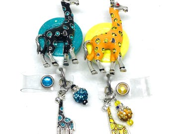 Giraffe Retractable Badge Reel, Bling ID Holder