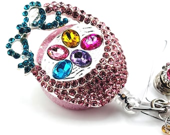 Ausziehbarer Ausweishalter im Osterkorb-Design, Strass-Bling-Ausweishalter