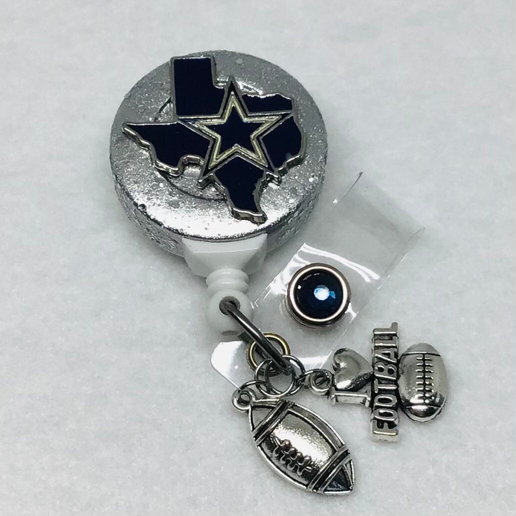 Dallas Cowboys work Retractable Reel ID Badge Holder football nurse Dr cna 
