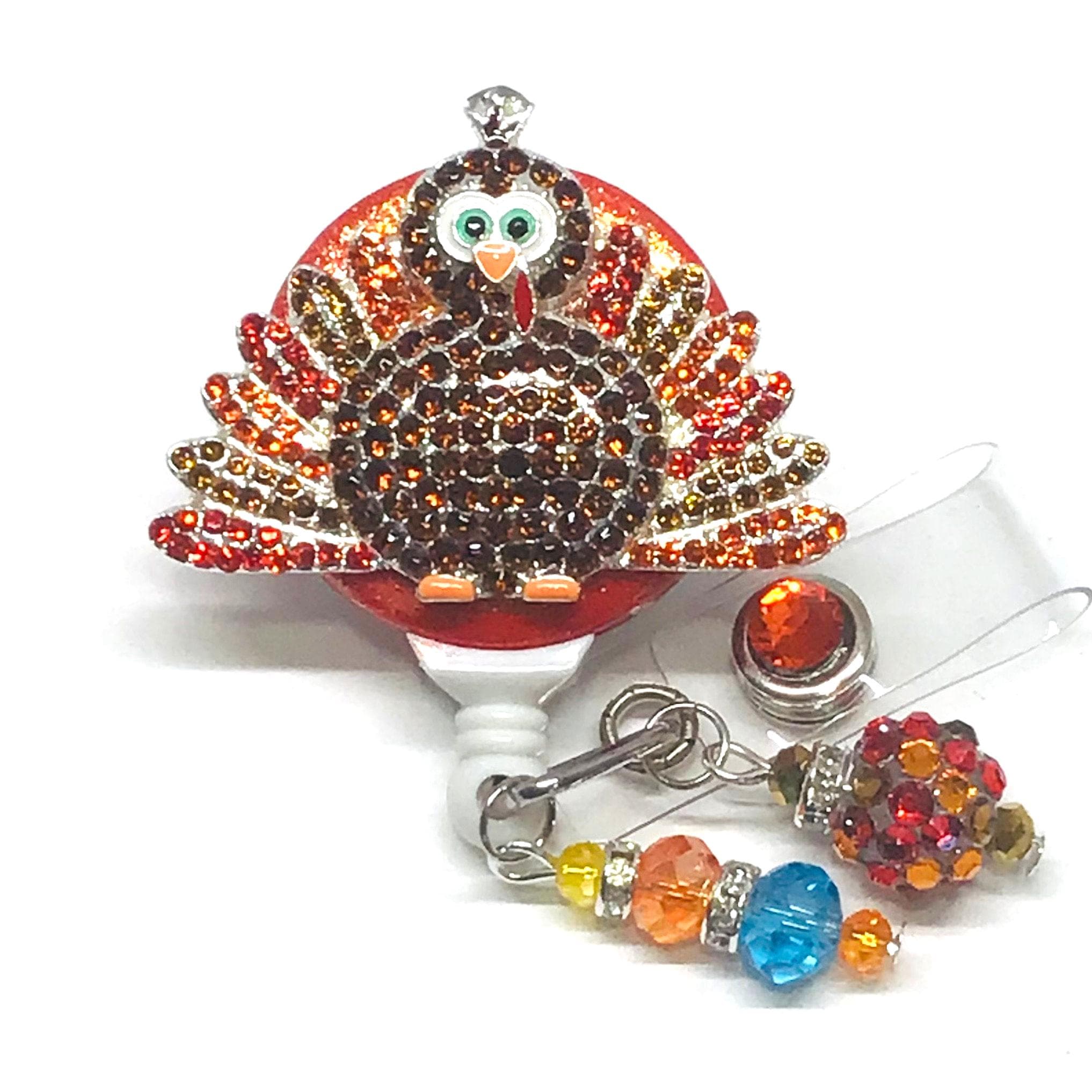 Turkey, Thanksgiving, Retractable Badge Holder Nurse, Retractable Reel, ID Badge Reel Badge ID Badge Clip Badge Lanyard Bling Badge Reel
