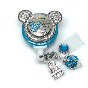 Mouse Face Snap Button Retractable Badge Holder Nurse Retractable Reel ID Badge Reel Badge  ID Badge Clip Badge Lanyard Bling Badge Reel